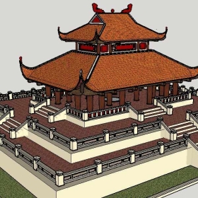 Sketchup古建风格类模型古建筑模型大殿0037