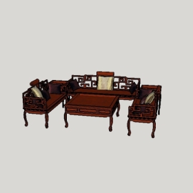 新中式沙发SU草图大师模型1721