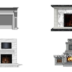 sketchup室内设计欧式家具模型沙发床桌柜子壁炉su草图大师X251
