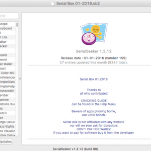 Serial Box for Mac 03.2016 Serialbox序列号大全库 mac软件算号器