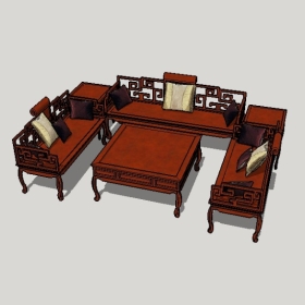 新中式沙发SU草图大师模型1747