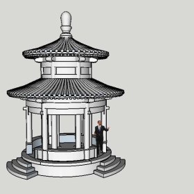 Sketchup古建风格类模型古建圆亭一0034