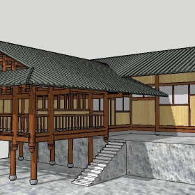 Sketchup古建风格类模型吊脚楼模型0011