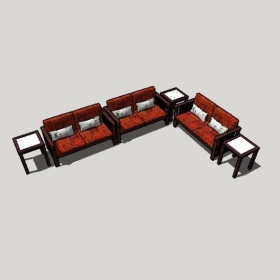 新中式沙发SU草图大师模型1775