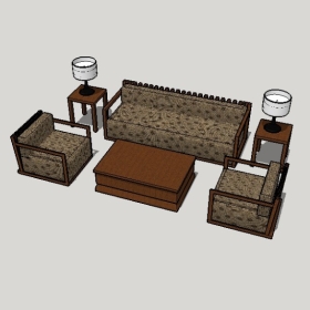 新中式沙发SU草图大师模型1792