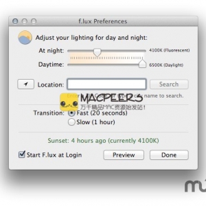 f.lux for mac 37.5 显示器的色彩自动适应