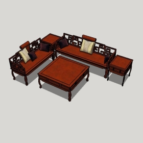 新中式沙发SU草图大师模型1750
