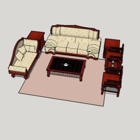新中式沙发SU草图大师模型1760