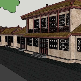 Sketchup古建风格类模型仿古商业街模型0019