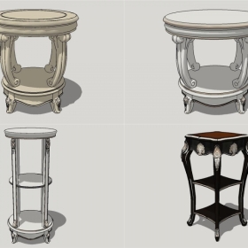 X61 sketchup室内家装设计古典欧式风家具沙发床桌柜子su草图大师模型