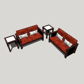 新中式沙发SU草图大师模型1749
