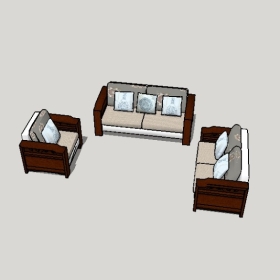新中式沙发SU草图大师模型1770