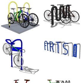sketchup模型自行车单车停靠架公共小品设施su草图大师景观园林-x243