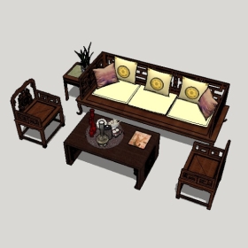新中式沙发SU草图大师模型1781