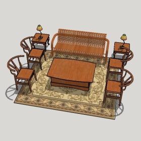 新中式沙发SU草图大师模型1802