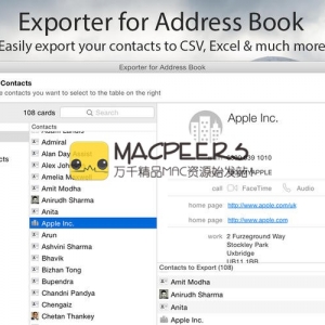 Exporter for Address Book for Mac 1.3 通讯录导出工具