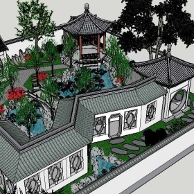 Sketchup古建风格类模型古典园林最终0025