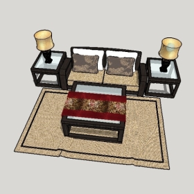 新中式沙发SU草图大师模型1771