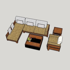 新中式沙发SU草图大师模型1763